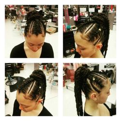 Designing Diva's Hair Salon - Protective style feed in braids into a high ponytail by Abeba for booking call or text 206 290 3490