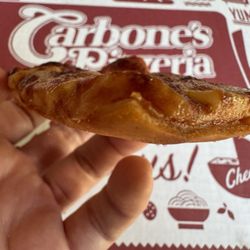 Carbones Pizzeria - White Bear Lake - "I'd like LIGHT cheese--VERY light. Like HALF the normal amount." They give me par-melted cheese squares.