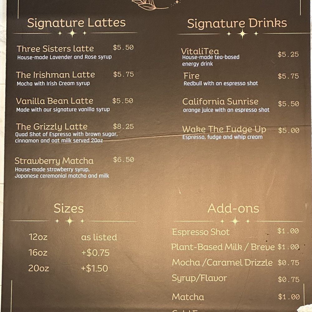 Three Sisters Coffee & Tea - Menu IG: @ammysalamii - Coffee & Tea Near Me - Burbank, California Three Sisters Coffee & Tea - Menu IG: @ammysalamii - Coffee & Tea Near Me - Burbank, California
