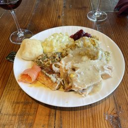 Turkey breast, dressing, giblets gravy, smoked salmon, etc. Yum! Turkey breast, dressing, giblets gravy, smoked salmon, etc. Yum!