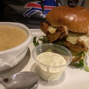 LongHorn Steakhouse - Crispy chicken lunch special w/shrimp lobster bisque $8.99 + added Swiss - Steakhouses Near Me - Niagara Falls, New York