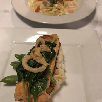 M & J Bistro - Chilean Salmon and shrimp Prawn Fettuccini. - New American Near Me - Tracy, California