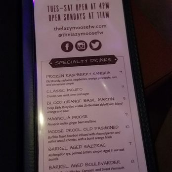 The Lazy Moose - Menu - Cocktail Bars Near Me - Fort Worth, Texas The Lazy Moose - Menu - Cocktail Bars Near Me - Fort Worth, Texas