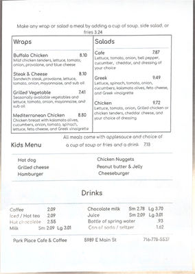 Menu photo 3 Park Place Restaurant Olcott, NY