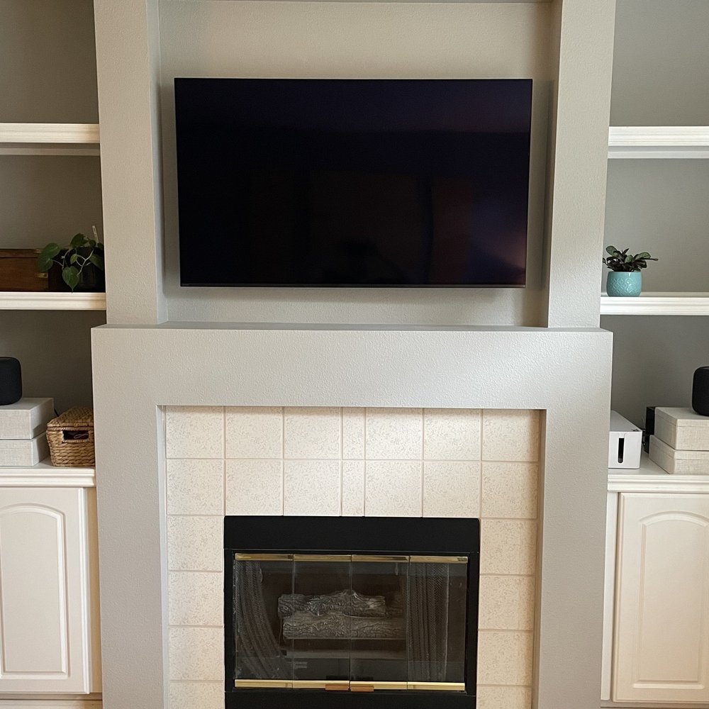 The Flatscreenguru - Sony A80J mounted above fireplace. - Home Theatre Installation Near Me The Flatscreenguru - Sony A80J mounted above fireplace. - Home Theatre Installation Near Me