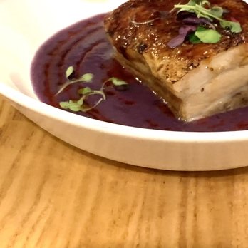 Ibiza Kitchen - His Meat: (Pork Belly On Red Cabbage Emulsion)- [He Liked The Seasonings But Felt The Pork Shoulda Had More Color) - Mediterranean Near Me - Chappaqua, New York