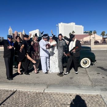 Vegas Mob Weddings - Photo of our group of mobsters celebrating our vow renewal. - Officiants Near Me