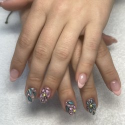 Dip powder + hand paint gel design