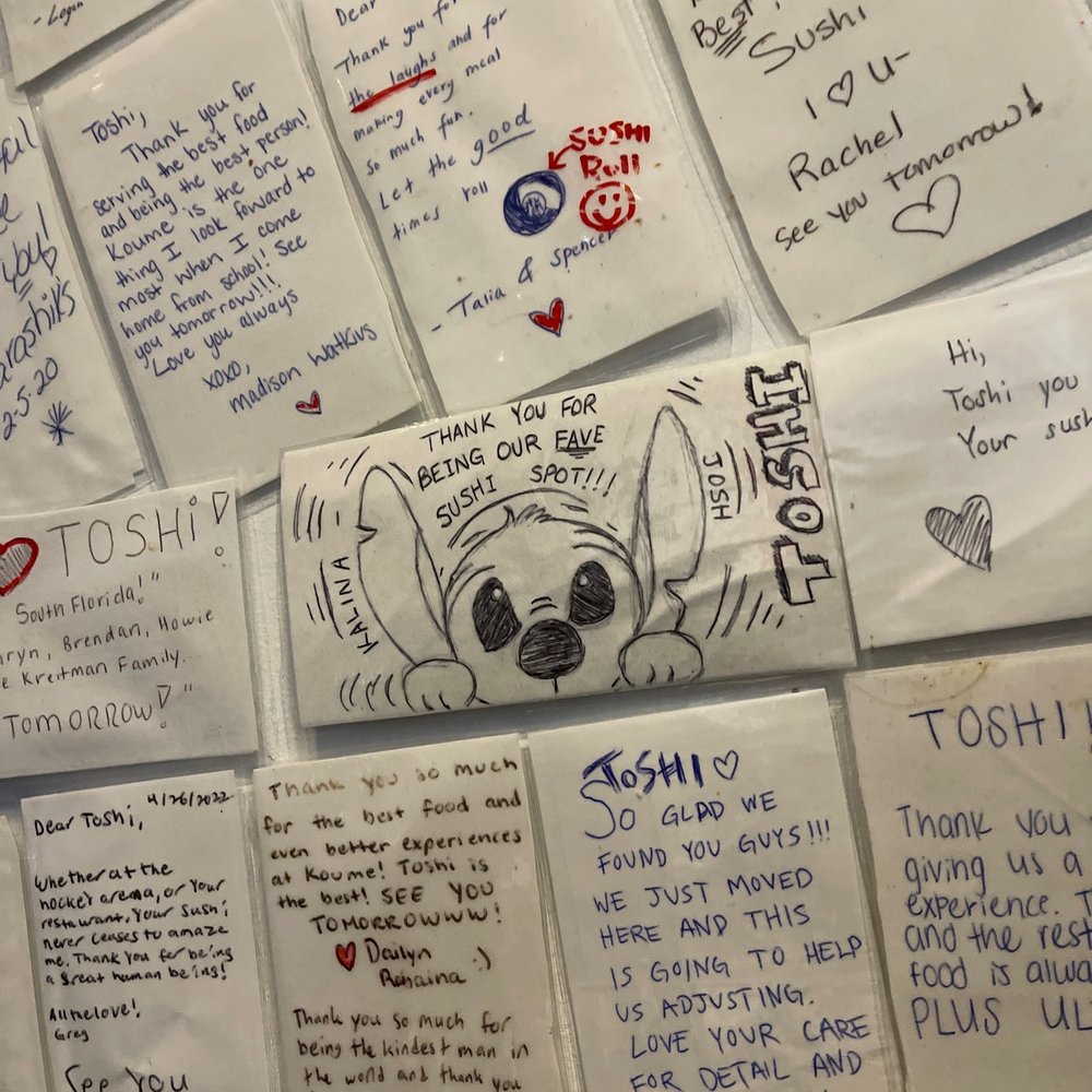 Koume Japanese Restaurant - Cool wall of compliments - Japanese Near Me - Plantation, Florida