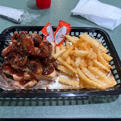 Neal’s Famous BBQ - Rib tips spicy and fries