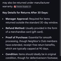 Tractor Supply - Return policy