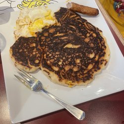 Stetson's at Yogo Inn - Mickey Mouse pancake. Burnt on BOTH sides.