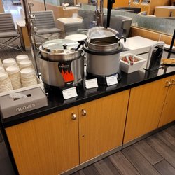 American Airlines Admirals Club - Breakfast set up