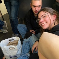 SEPTA: Paoli Station - Sitting on the floor - no room even with paid SeaTac
