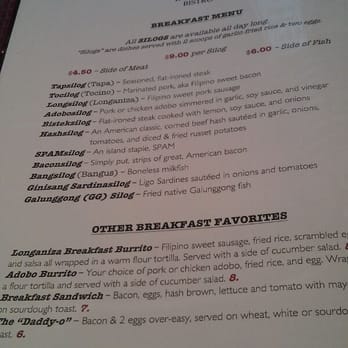 Tapsilog Bistro - Menu - Filipino Near Me - Campbell, California