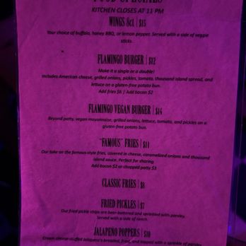 The Flamingo Bar - Food menu - Bars Near Me - Los Angeles, California The Flamingo Bar - Food menu - Bars Near Me - Los Angeles, California
