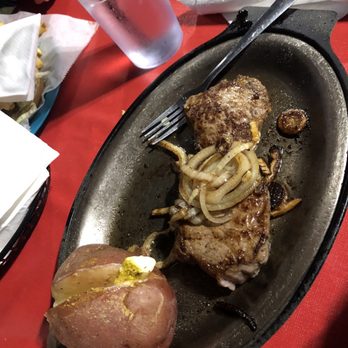 Angus Steak House - Small ribeye with red potato side. - Steakhouses Near Me - Hickory, North Carolina