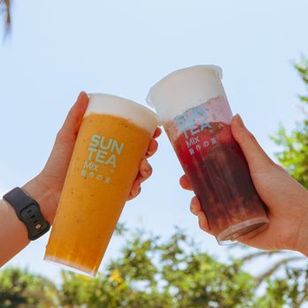 SunTea - Cheese Mango Boom Tea & Cheese Grape Boom Tea - Bubble Tea Near Me - Los Angeles, California