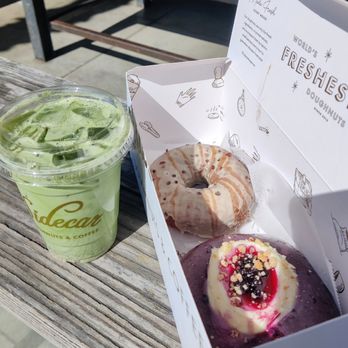 Sidecar Doughnuts & Coffee - blueberry champagne, love and salt, strawberry matcha - Donuts Near Me - Santa Monica, California Sidecar Doughnuts & Coffee - blueberry champagne, love and salt, strawberry matcha - Donuts Near Me - Santa Monica, California
