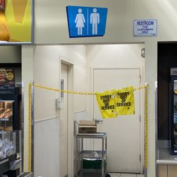 The gas station is open yet they won't let anyone use their bathrooms. The gas station is open yet they won't let anyone use their bathrooms.