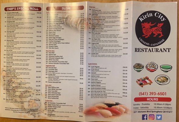 Menu photo 3 Kirin City Springfield, OR