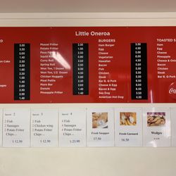 Little Oneroa Takeaways - Menu as of November 2019