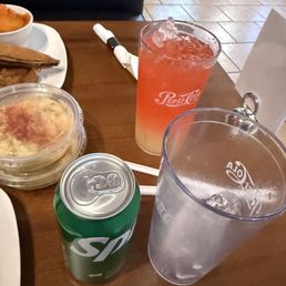 Potato salad and house made Strawberry Kool-Aid & Lemonade