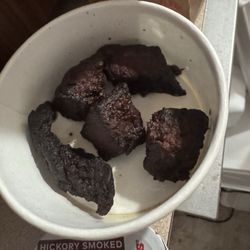 Arby's - Five piece order Arby's "tender steak nuggets. They are burned like charcoal briquettes