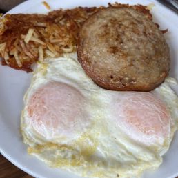 Eggs over easy with turkey sausage