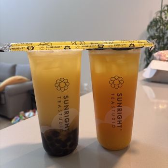 Sunright Tea Studio - Diamond Jamboree Center - Mango Yakult with brown sugar boba and Mango Jasmine Tea both super refreshing - Bubble Tea Near Me - Irvine, California Sunright Tea Studio - Diamond Jamboree Center - Mango Yakult with brown sugar boba and Mango Jasmine Tea both super refreshing - Bubble Tea Near Me - Irvine, California