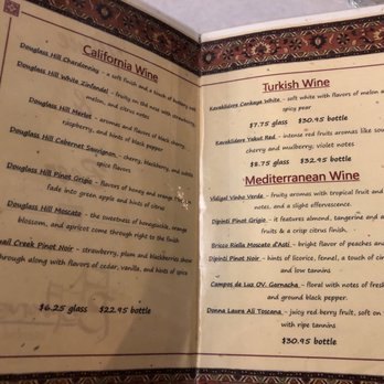Bosphorus Cafe - Wine menu - Turkish Near Me - Indianapolis, Indiana