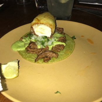 Machete Tequila + Tacos - Chili relleno with steak taco - Mexican Near Me - Denver, Colorado Machete Tequila + Tacos - Chili relleno with steak taco - Mexican Near Me - Denver, Colorado