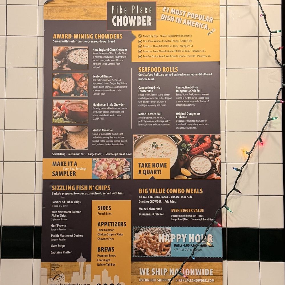 Pike Place Chowder - Pacific Place - Menu - Seafood Near Me - Seattle, Washington Pike Place Chowder - Pacific Place - Menu - Seafood Near Me - Seattle, Washington