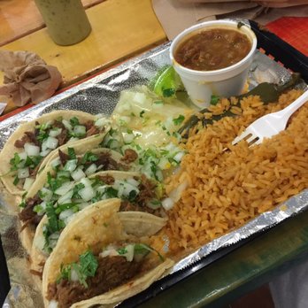 Tacolicious - 2 barbacoa and 2 asado with beans and rice. So good people! - Mexican Near Me - Dallas, Texas