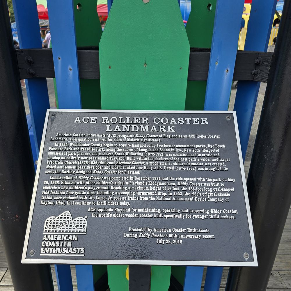 Playland Park - Ace Roller Coaster Landmark Plaque - Amusement Parks Near Me - Rye, New York Playland Park - Ace Roller Coaster Landmark Plaque - Amusement Parks Near Me - Rye, New York