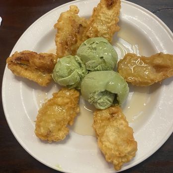 Sushiholic - Banana tempura with ice cream 9/10 perfect light and sweet to end the meal - Japanese Near Me - Novato, California