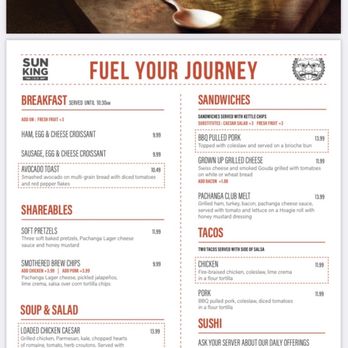 Sun King Brewing - Menu - Venues & Event Spaces Near Me - Indianapolis, Indiana Sun King Brewing - Menu - Venues & Event Spaces Near Me - Indianapolis, Indiana