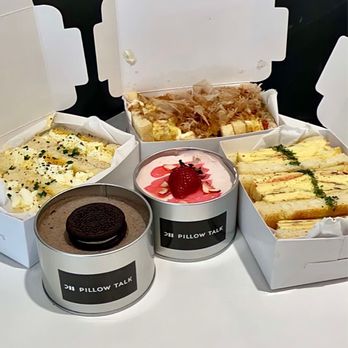 Pillow Talk Cafe Pasadena - Egg Heaven Sandwich, Okonomiyaki Sandwich, & Mentaikoyaki Sandwich (back) & Oreo & Strawberry Shortcake (front) - Coffee & Tea Near Me - Pasadena, California Pillow Talk Cafe Pasadena - Egg Heaven Sandwich, Okonomiyaki Sandwich, & Mentaikoyaki Sandwich (back) & Oreo & Strawberry Shortcake (front) - Coffee & Tea Near Me - Pasadena, California