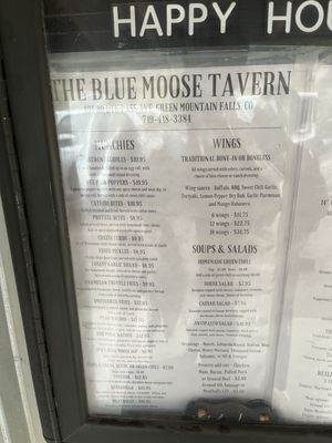 Menu photo 1 The Blue Moose Tavern Green Mountain Falls, CO