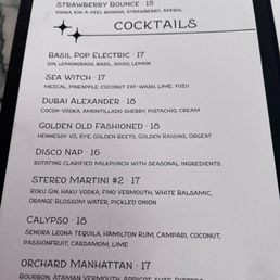 Drink menu