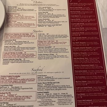 Half Shell Oyster House - Menu with Specialty Drinks - Seafood Near Me - Foley, Alabama