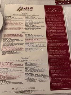 Menu photo 1 Half Shell Oyster House Foley, AL