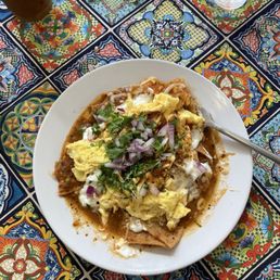 Chilaquiles with scrambled eggs. Chilaquiles with scrambled eggs.