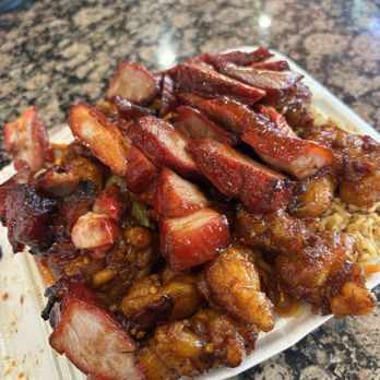 Mr. You Express - Combo B- Spicy Orange Chicken and Char Sui - Chinese Near Me - Montclair, California