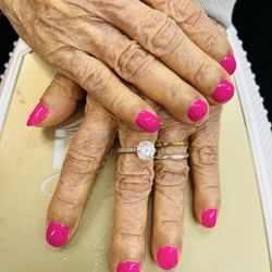 Nails R US - Hot pink gel nails SPA Pedicure