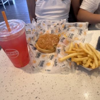 Habit Burger & Grill - This is the plain cheese burger with cheese with Dragon Fruit lemonade - Burgers Near Me - Lake Forest, California Habit Burger & Grill - This is the plain cheese burger with cheese with Dragon Fruit lemonade - Burgers Near Me - Lake Forest, California