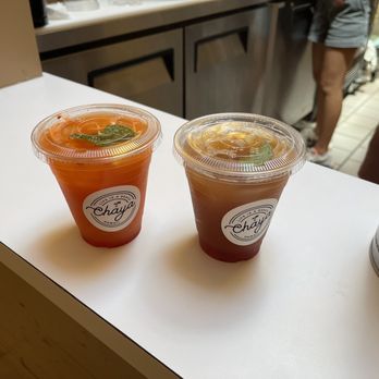 Chaya Hawaii - L-R pineapple li hing mui refresher and plantation black tea 12ozs - Bubble Tea Near Me - Honolulu, Hawaii Chaya Hawaii - L-R pineapple li hing mui refresher and plantation black tea 12ozs - Bubble Tea Near Me - Honolulu, Hawaii