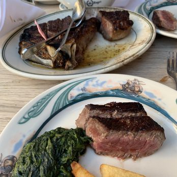 Peter Luger - Creamed Spinach (for 2), French fries, medium rare steak for one - Steakhouses Near Me - Brooklyn, New York