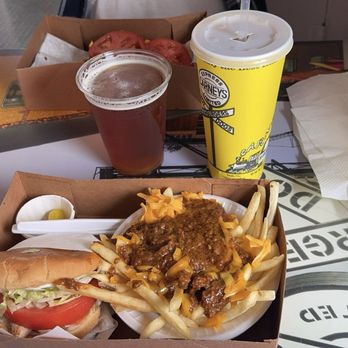 Carney's Restaurant - Chili Fries, Chicken Breast Fillet Sandwich, Carney's Iced Tea - Burgers Near Me - Los Angeles, California