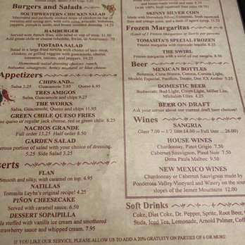 Tomasita's - Menu2 - New Mexican Cuisine Near Me - Santa Fe, New Mexico